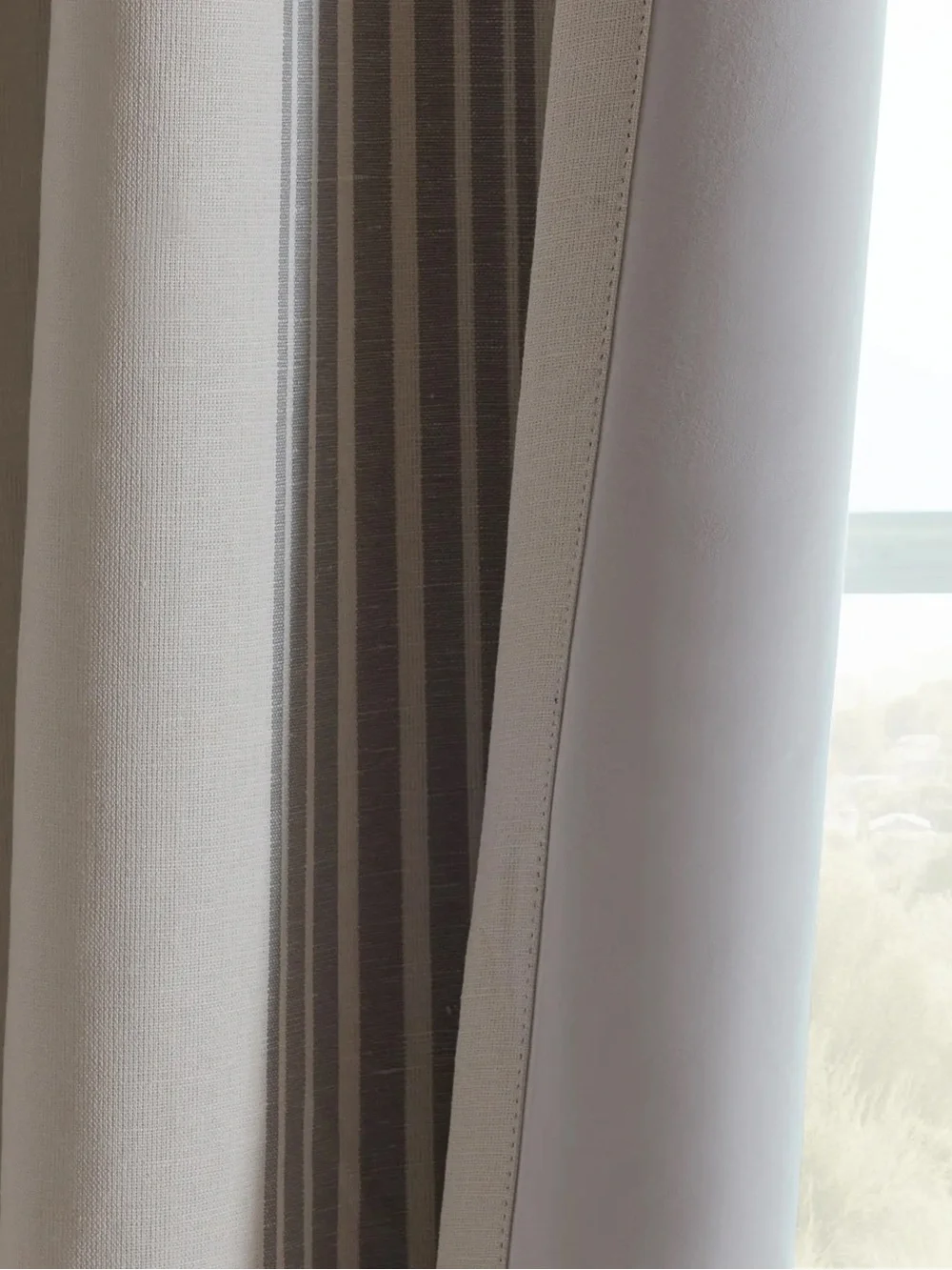 NWT QUINCE Set 2 48x84 Coastal Stripe Linen Cotton True Blackout Curtains 9201